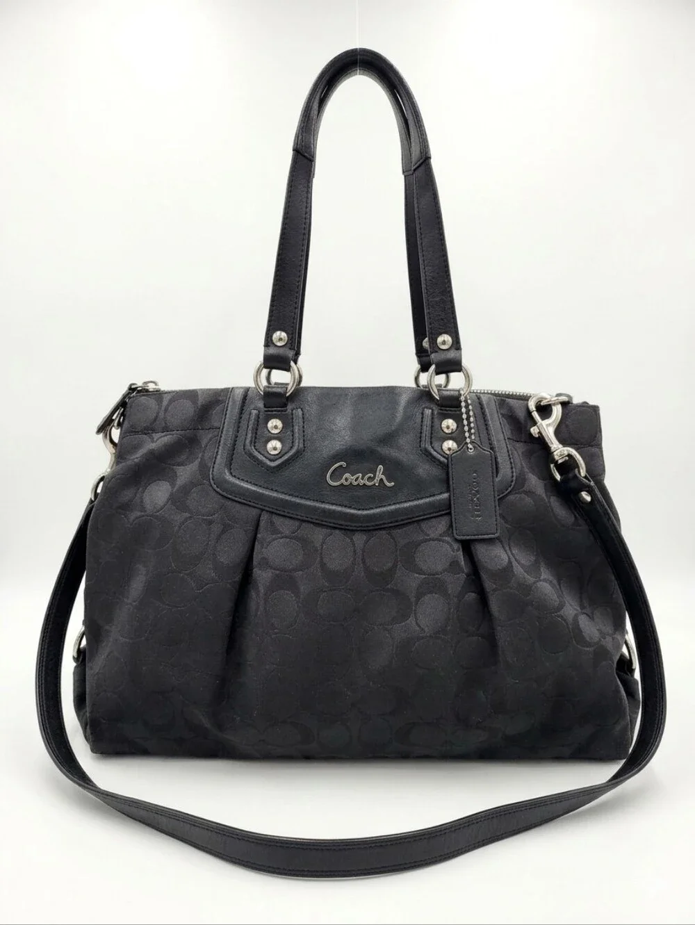Coach Ashley Signature Black Jacquard Satchel Handbag
